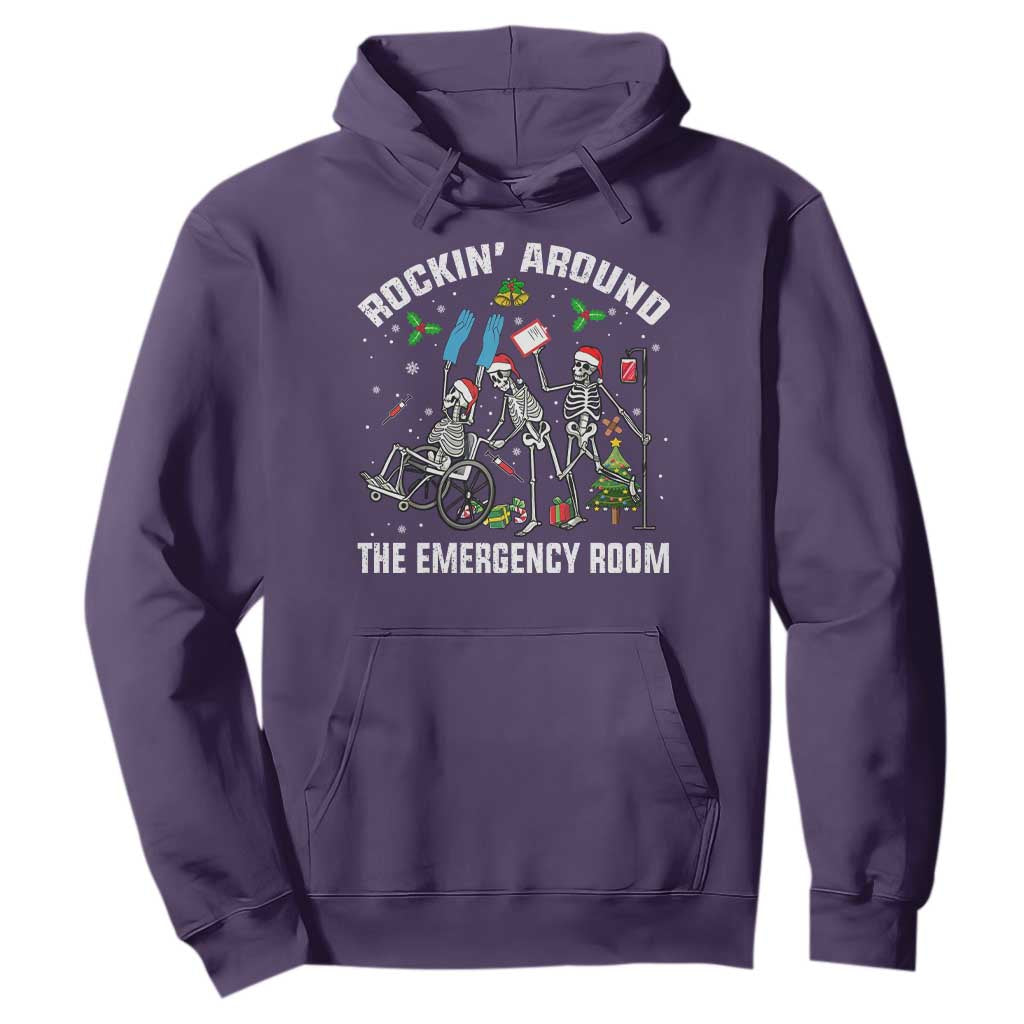 Christmas ER Nurse Hoodie Rockin Around Skeleton Emergency Room RN TS10 Purple Print Your Wear