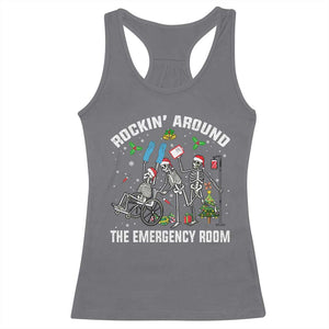 Christmas ER Nurse Racerback Tank Top Rockin Around Skeleton Emergency Room RN TS10 Charcoal Print Your Wear