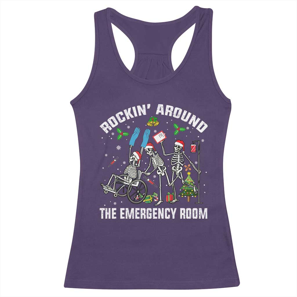 Christmas ER Nurse Racerback Tank Top Rockin Around Skeleton Emergency Room RN TS10 Purple Print Your Wear