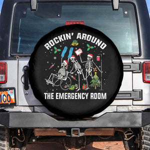 Christmas ER Nurse Spare Tire Cover Rockin Around Skeleton Emergency Room RN TS10 No hole Black Print Your Wear