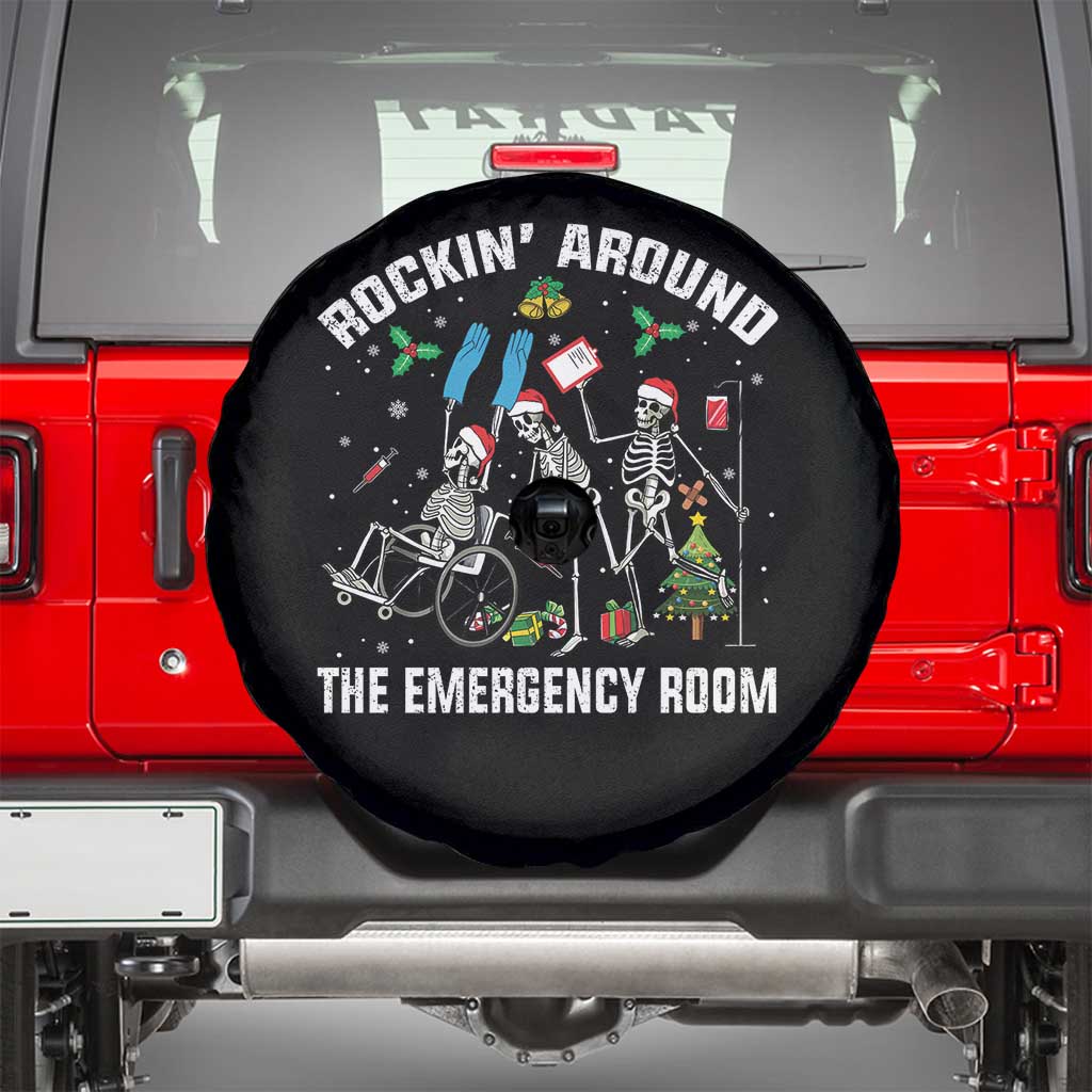 Christmas ER Nurse Spare Tire Cover Rockin Around Skeleton Emergency Room RN TS10 Black Print Your Wear