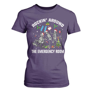 Christmas ER Nurse T Shirt For Women Rockin Around Skeleton Emergency Room RN TS10 Purple Print Your Wear