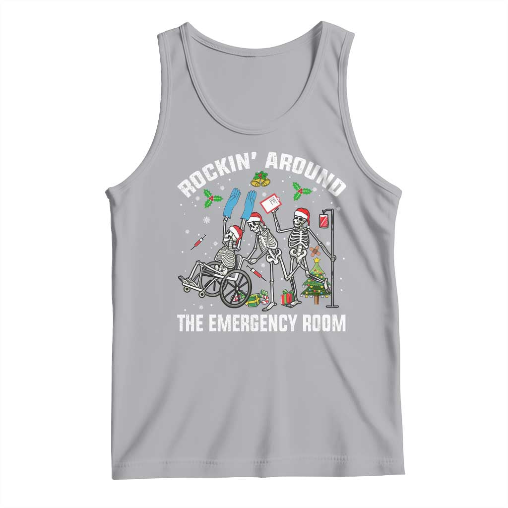 Christmas ER Nurse Tank Top Rockin Around Skeleton Emergency Room RN TS10 Athletic Heather Print Your Wear