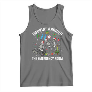 Christmas ER Nurse Tank Top Rockin Around Skeleton Emergency Room RN TS10 Black Heather Print Your Wear