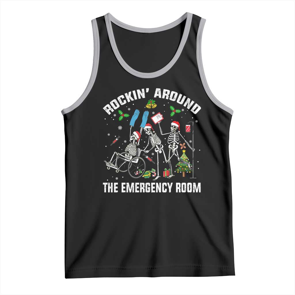 Christmas ER Nurse Tank Top Rockin Around Skeleton Emergency Room RN TS10 Black Athletic Heather Print Your Wear