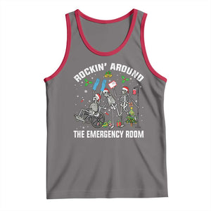 Christmas ER Nurse Tank Top Rockin Around Skeleton Emergency Room RN TS10 Deep Heather Red Print Your Wear