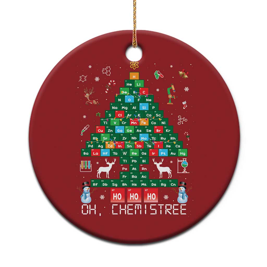 Xmas Chemistry Teacher Christmas Ornament Oh Chemistree Laboratory Lab Tech Teacher Xmas Gift TS10 Circle Red Print Your Wear