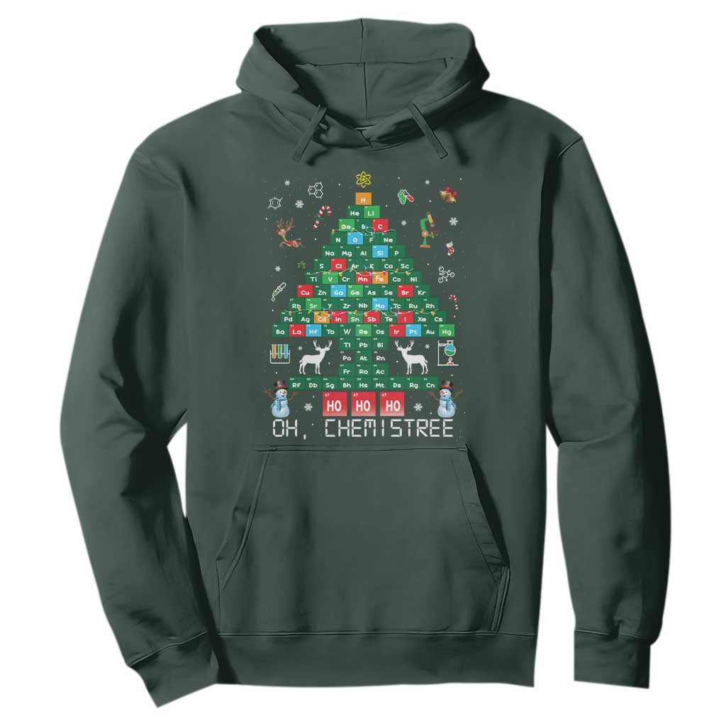 Christmas Chemistry Teacher Hoodie Oh Chemistree Laboratory Lab Tech Teacher Xmas Gift TS10 Dark Forest Green Print Your Wear