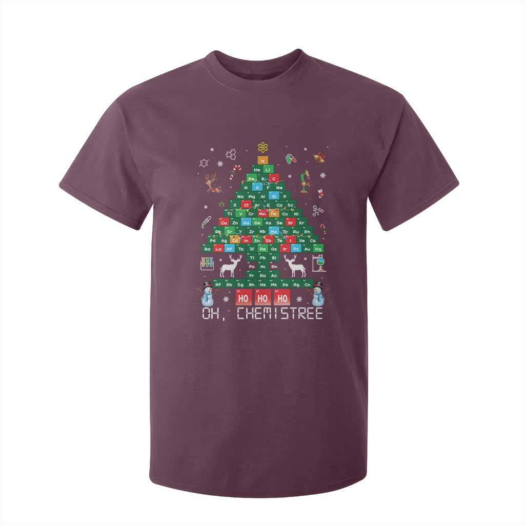 Christmas Chemistry Teacher T Shirt For Kid Oh Chemistree Laboratory Lab Tech Teacher Xmas Gift TS10 Maroon Print Your Wear