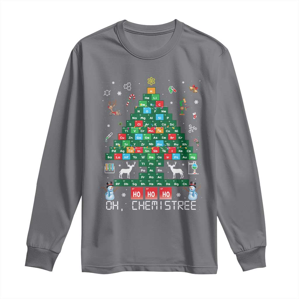 Christmas Chemistry Teacher Long Sleeve Shirt Oh Chemistree Laboratory Lab Tech Teacher Xmas Gift TS10 Charcoal Print Your Wear