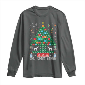 Christmas Chemistry Teacher Long Sleeve Shirt Oh Chemistree Laboratory Lab Tech Teacher Xmas Gift TS10 Dark Heather Print Your Wear