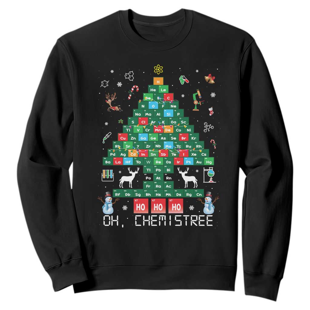 Christmas Chemistry Teacher Sweatshirt Oh Chemistree Laboratory Lab Tech Teacher Xmas Gift TS10 Black Print Your Wear