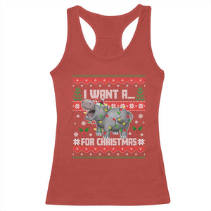Funny Christmas Racerback Tank Top I Want A Hippopotamus For Xmas Moo Deng Ugly Gift TS10 Red Print Your Wear