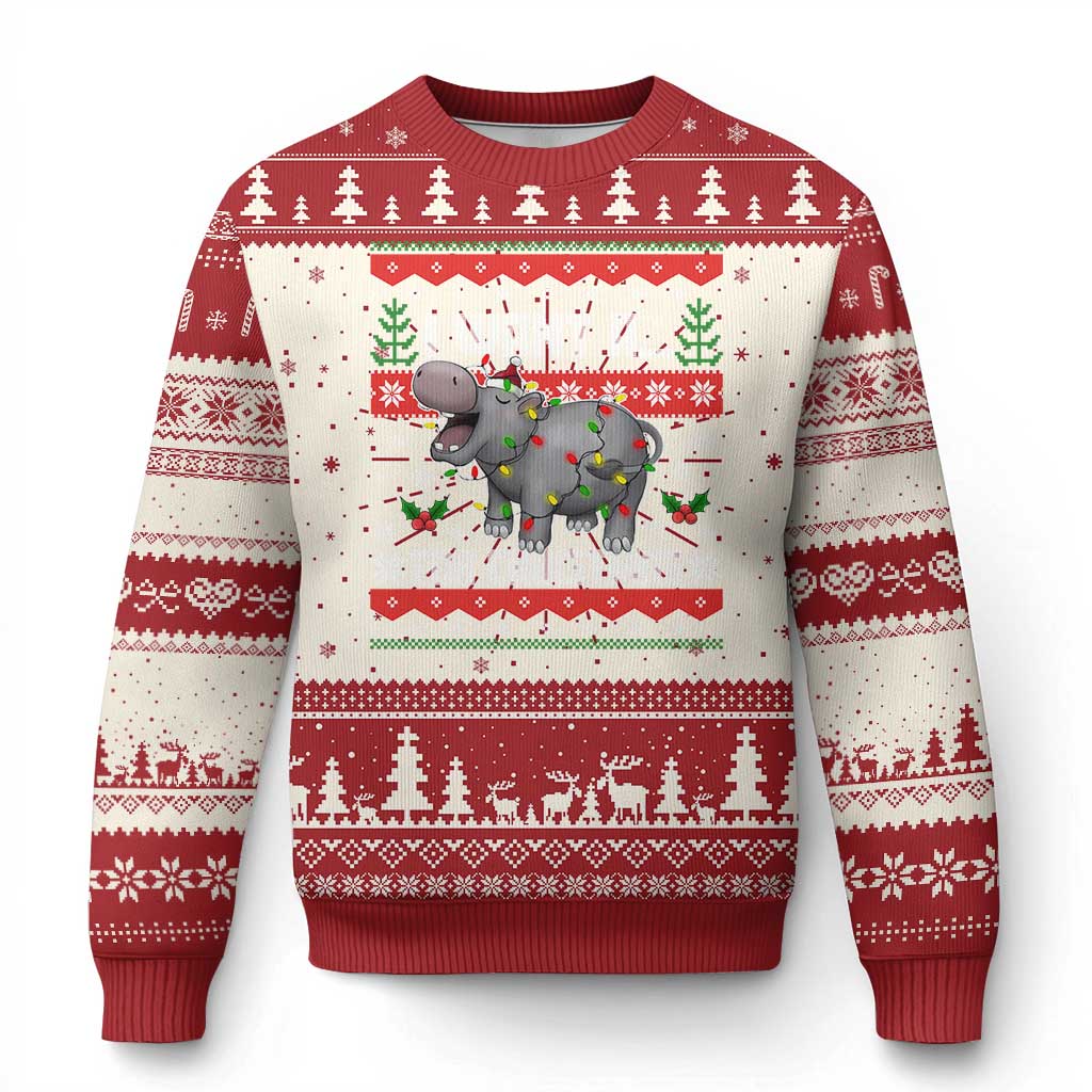 Funny Ugly Christmas Sweater I Want A Hippopotamus For Xmas Moo Deng Ugly Gift TS10 Red Print Your Wear