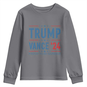 Trump Vance 2024 Youth Sweatshirt Proud To Be Garbage Vote Trump President TS10 Charcoal Print Your Wear