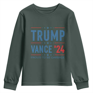 Trump Vance 2024 Youth Sweatshirt Proud To Be Garbage Vote Trump President TS10 Dark Forest Green Print Your Wear