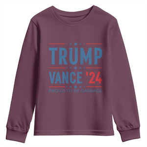 Trump Vance 2024 Youth Sweatshirt Proud To Be Garbage Vote Trump President TS10 Maroon Print Your Wear