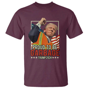 Trump 2024 T Shirt Proud To Be Garbage He Won President 47th TS10 Maroon Print Your Wear