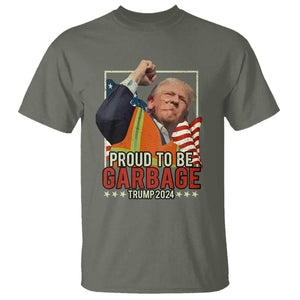 Trump 2024 T Shirt Proud To Be Garbage He Won President 47th TS10 Military Green Print Your Wear