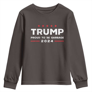 Donald Trump 2024 Youth Sweatshirt Proud To Be Garbage Vote Trump President TS10 Dark Chocolate Print Your Wear