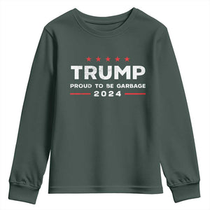 Donald Trump 2024 Youth Sweatshirt Proud To Be Garbage Vote Trump President TS10 Dark Forest Green Print Your Wear