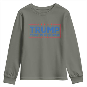 Trump 2024 Election Youth Sweatshirt American Flag Proud To Be Garbage Vote Trump President TS10 Military Green Print Your Wear