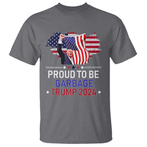 Trump 2024 T Shirt Proud To Be Garbage 45 47 President Flag TS10 Charcoal Print Your Wear