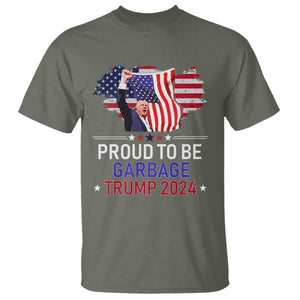 Trump 2024 T Shirt Proud To Be Garbage 45 47 President Flag TS10 Military Green Print Your Wear