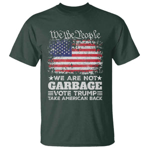 Trump 2024 T Shirt We Are Not Garbage Vote Trump Take American Back Election US Flag TS10 Dark Forest Green Print Your Wear