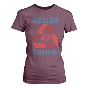 Funny Trump 2024 T Shirt For Women 45 47 Trump Reuse Take America Back Election The Return TS10 Maroon Print Your Wear