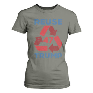 Funny Trump 2024 T Shirt For Women 45 47 Trump Reuse Take America Back Election The Return TS10 Military Green Print Your Wear