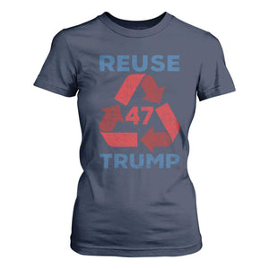 Funny Trump 2024 T Shirt For Women 45 47 Trump Reuse Take America Back Election The Return TS10 Navy Print Your Wear