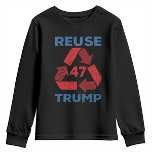 Funny Trump 2024 Youth Sweatshirt 45 47 Trump Reuse Take America Back Election The Return TS10 Black Print Your Wear
