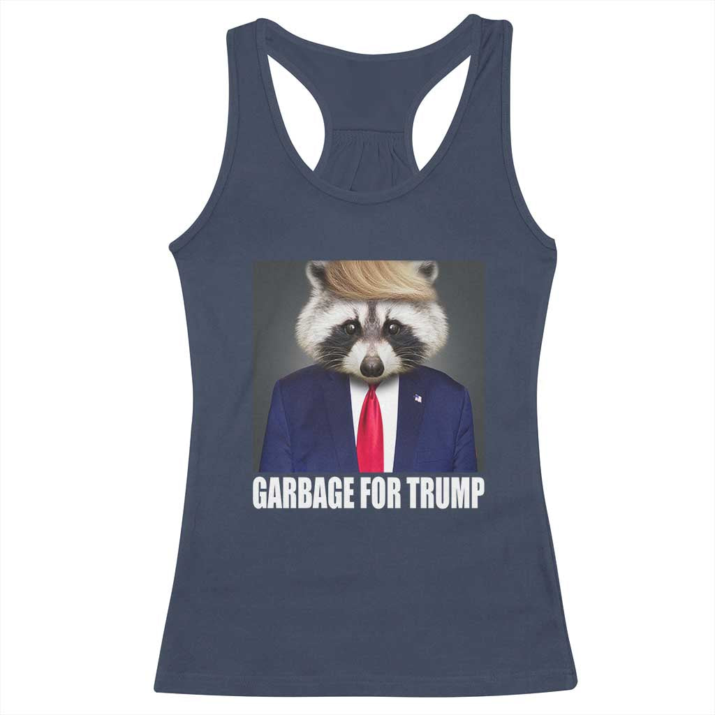 Funny Raccoon Garbage For Trump 2024 Racerback Tank Top TS10 Navy Print Your Wear
