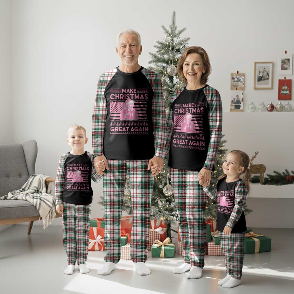 Xmas Trump Pink Plaid Pajama Set Funny Santa Trump Make Christmas Great Again Ugly Sweater TS10 Christmas Plaid Print Your Wear