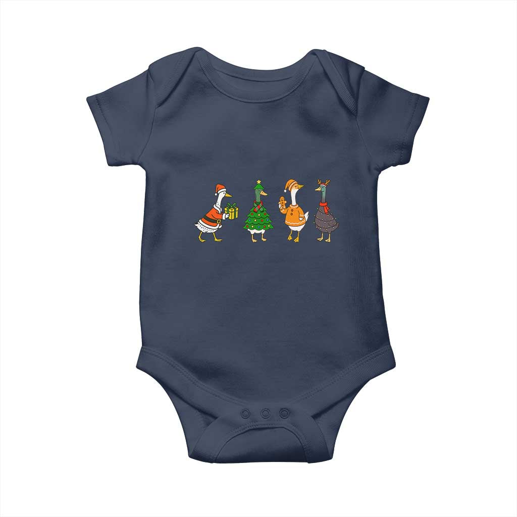 Christmas Ducks Baby Onesie Funny Animals Farm Lover Gift Xmas Light TS10 Navy Print Your Wear