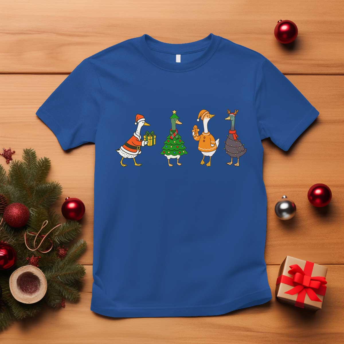 Christmas Ducks T Shirt Funny Animals Farm Lover Gift Xmas Light TS10 Royal Blue Print Your Wear
