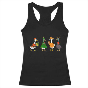Christmas Ducks Racerback Tank Top Funny Animals Farm Lover Gift Xmas Light TS10 Black Print Your Wear