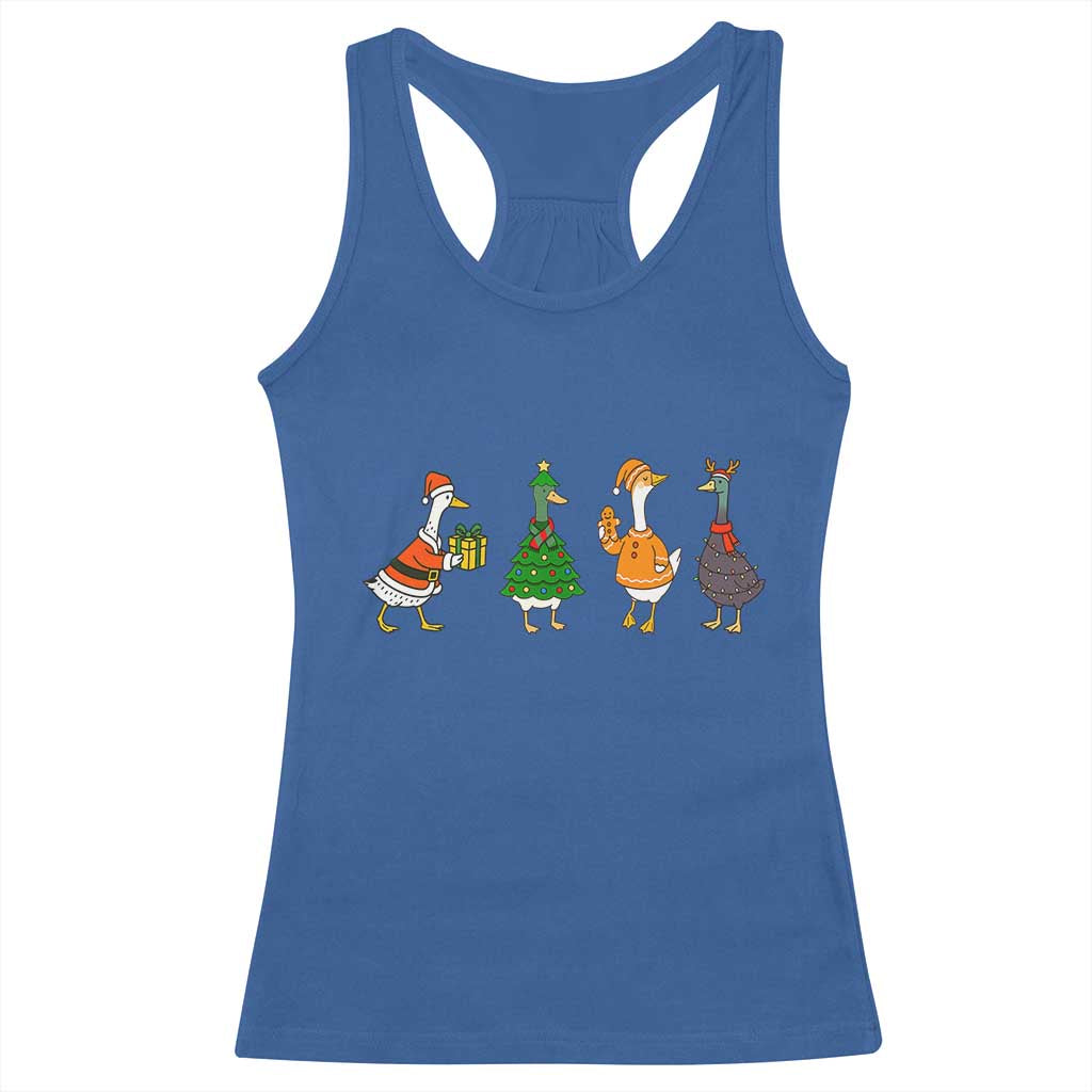 Christmas Ducks Racerback Tank Top Funny Animals Farm Lover Gift Xmas Light TS10 Royal Blue Print Your Wear