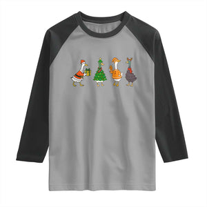 Christmas Ducks Raglan Shirt Funny Animals Farm Lover Gift Xmas Light TS10 Sport Gray Black Print Your Wear