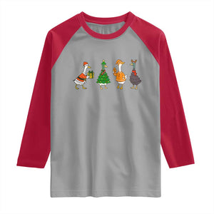 Christmas Ducks Raglan Shirt Funny Animals Farm Lover Gift Xmas Light TS10 Sport Gray Red Print Your Wear
