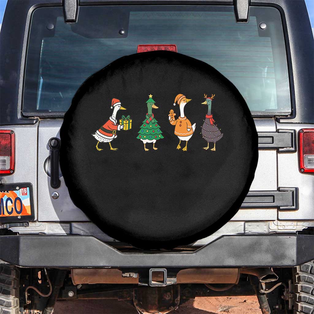 Christmas Ducks Spare Tire Cover Funny Animals Farm Lover Gift Xmas Light TS10 No hole Black Print Your Wear