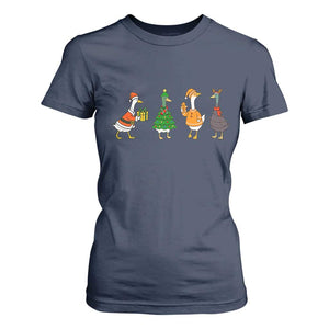 Christmas Ducks T Shirt For Women Funny Animals Farm Lover Gift Xmas Light TS10 Navy Print Your Wear
