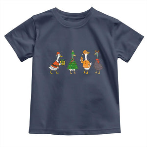 Christmas Ducks Toddler T Shirt Funny Animals Farm Lover Gift Xmas Light TS10 Navy Print Your Wear