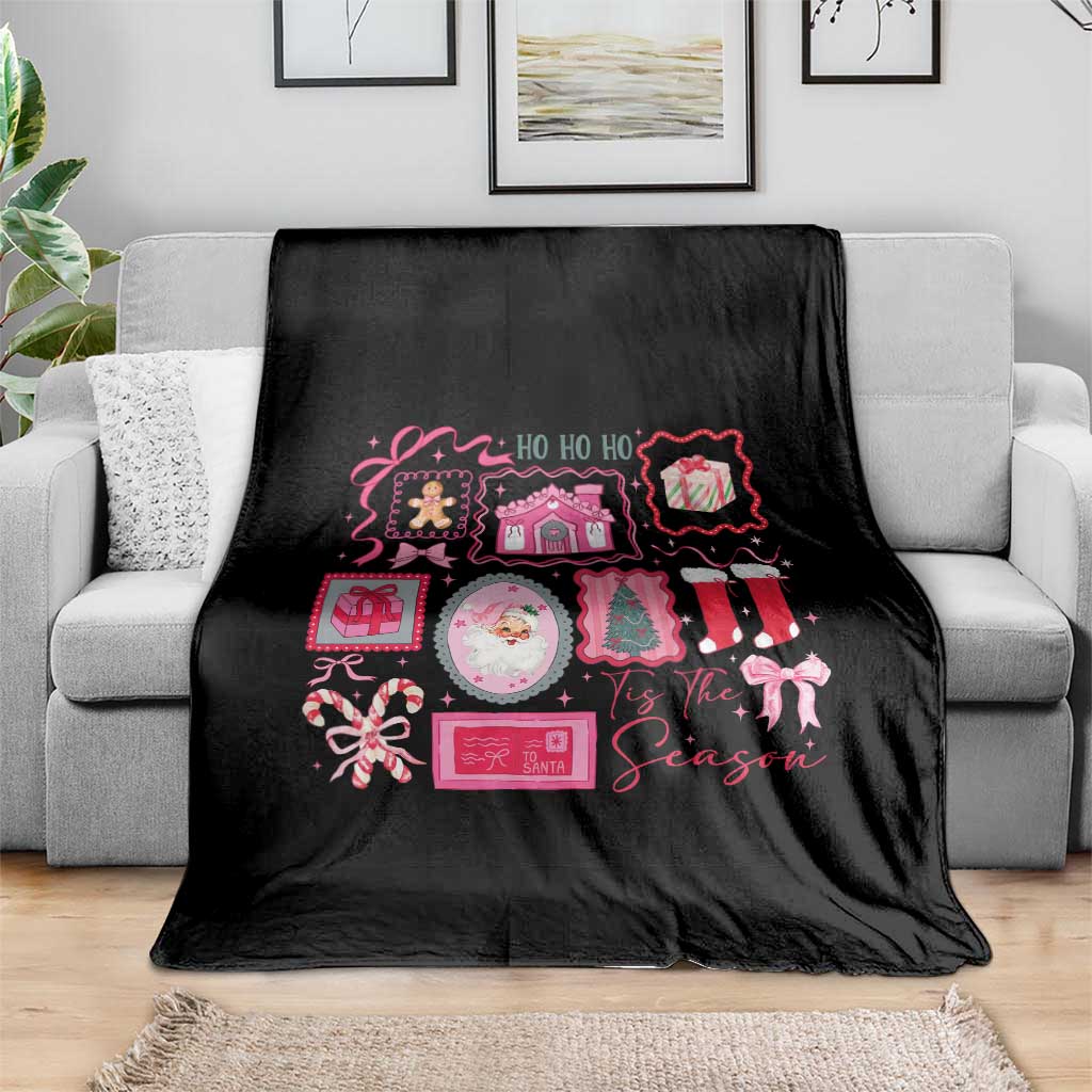 Pink Christmas Throw Blanket Old Xmas Vintage Pink Santa Claus TS10 Print Your Wear
