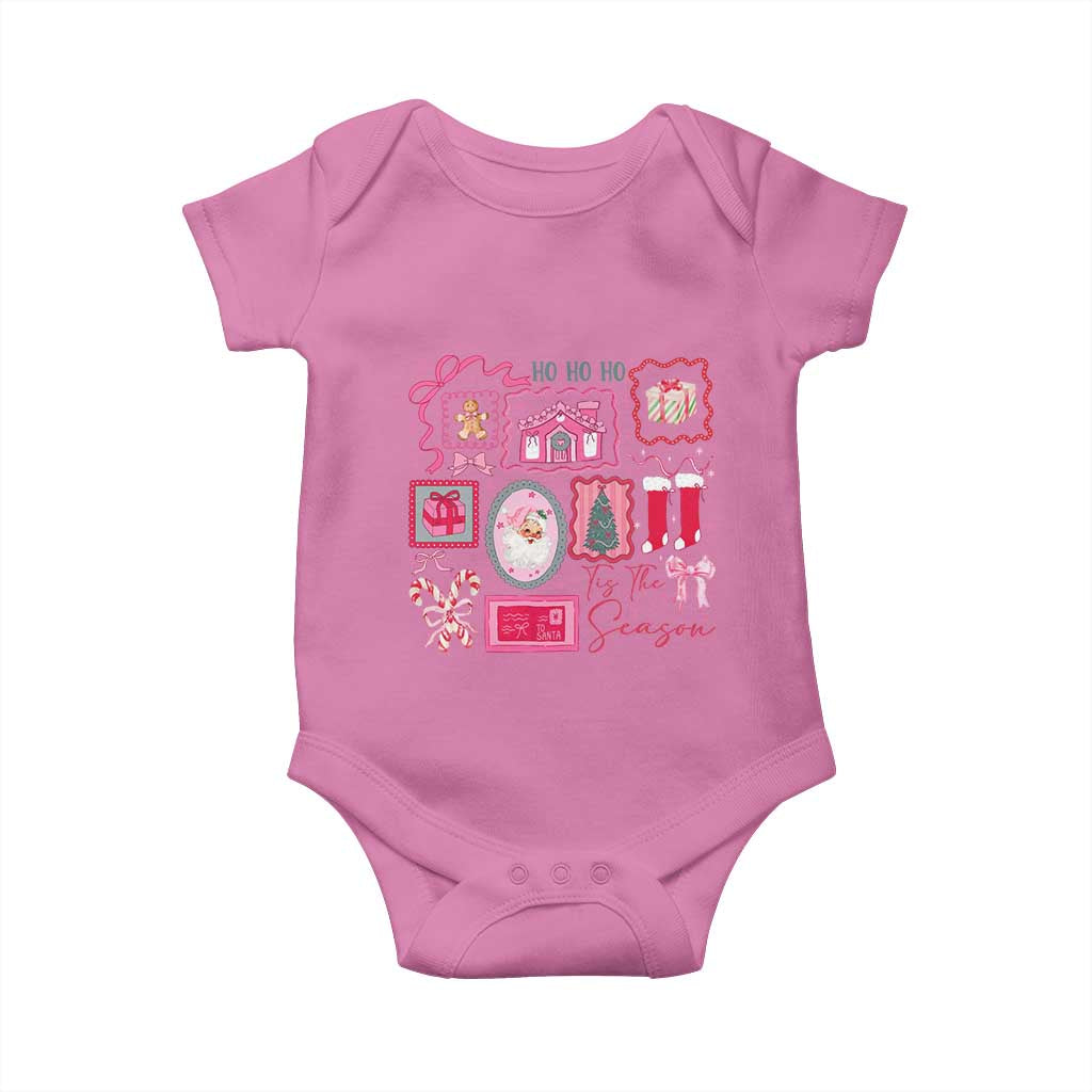 Pink Christmas Baby Onesie Old Xmas Vintage Pink Santa Claus TS10 Azalea Print Your Wear