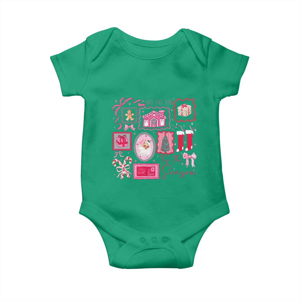 Pink Christmas Baby Onesie Old Xmas Vintage Pink Santa Claus TS10 Irish Green Print Your Wear