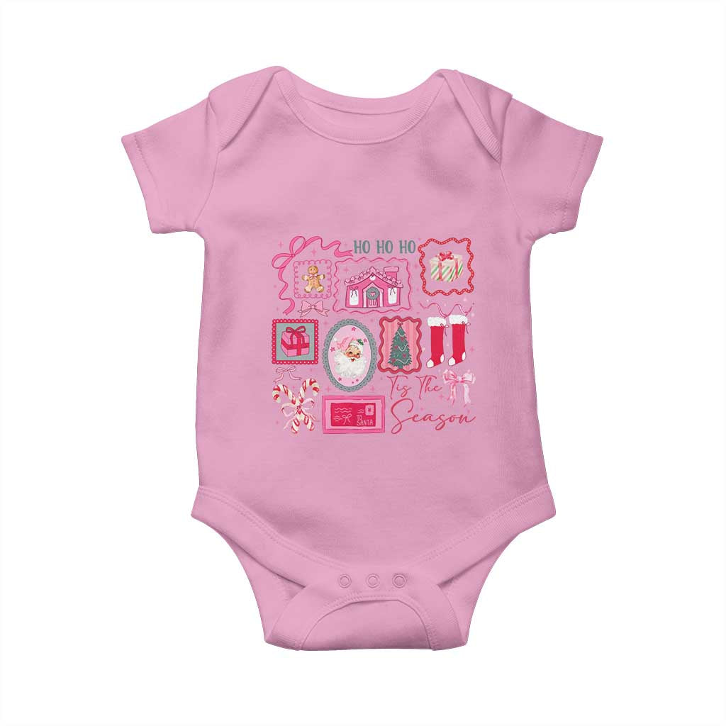 Pink Christmas Baby Onesie Old Xmas Vintage Pink Santa Claus TS10 Light Pink Print Your Wear
