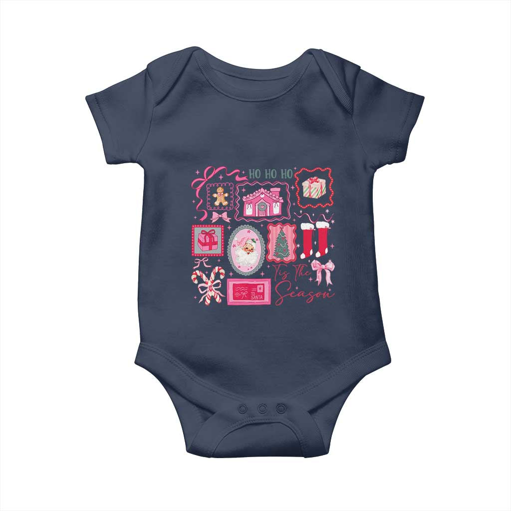 Pink Christmas Baby Onesie Old Xmas Vintage Pink Santa Claus TS10 Navy Print Your Wear