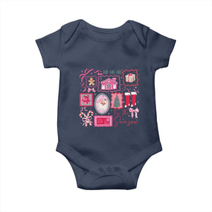 Pink Christmas Baby Onesie Old Xmas Vintage Pink Santa Claus TS10 Navy Print Your Wear